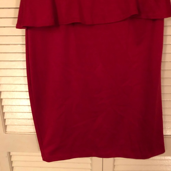 {As u wish}Hot red cap sleeve peplum bodycon dress - Picture 4 of 8